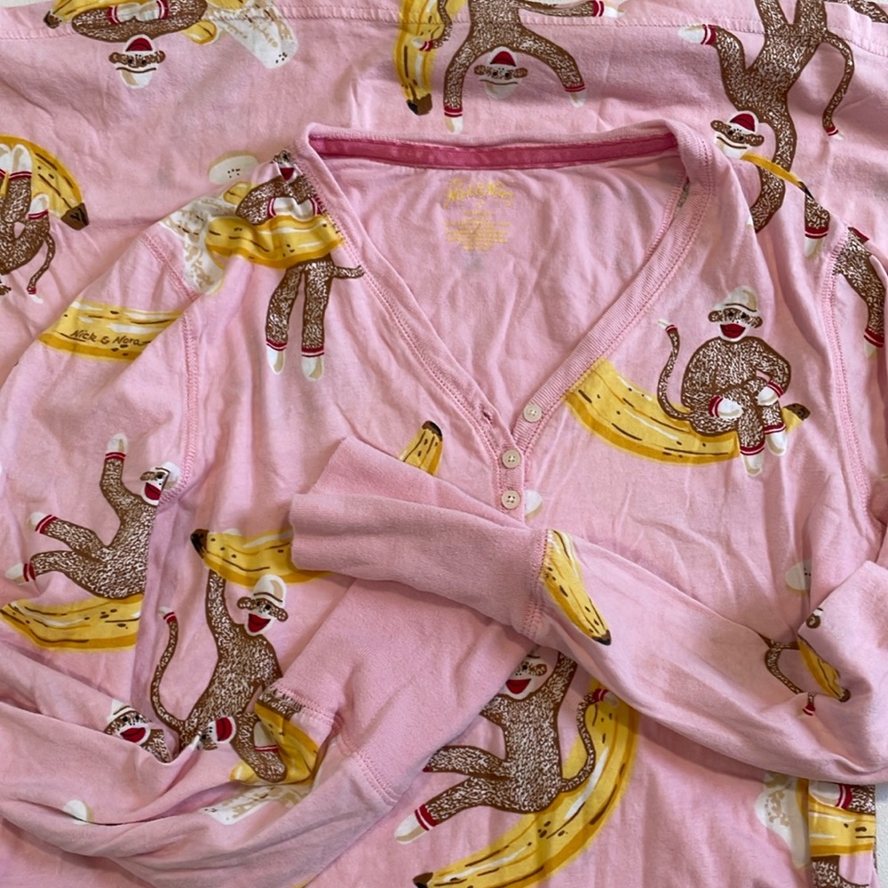Nick & Nora Nightgown Sock Monkeys Sleepshirt Y2k 2000's